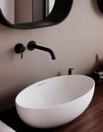 Раковина накладная 55см Sanita Luxe Ringo Slim RNGSLWB01S белый